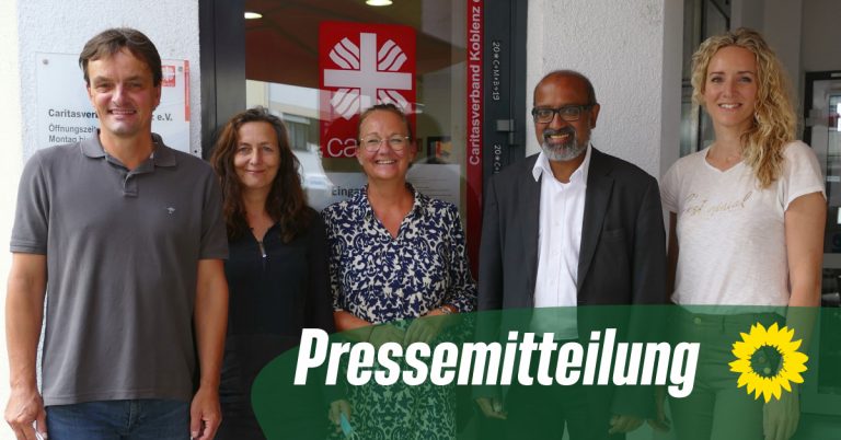 Mitglieder der Grünen Ratsfraktion und Grüner Landtagsabgeordneter Josef Winkler besuchen Caritas Migrationsdienst und Verein Soziales Netzwerk in Koblenz